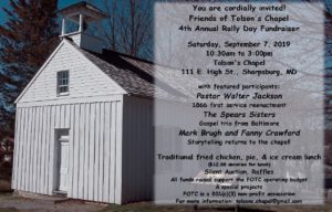 Image of the chapel with event schedule for September 7, 2019.